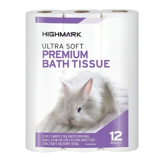 Picture of Highmark TAD Premium 2-Ply Toilet Paper, 51-5/16ft Rolls, 154 Sheets Per Roll, 12 Rolls Per Pack, Case Of 4 Packs