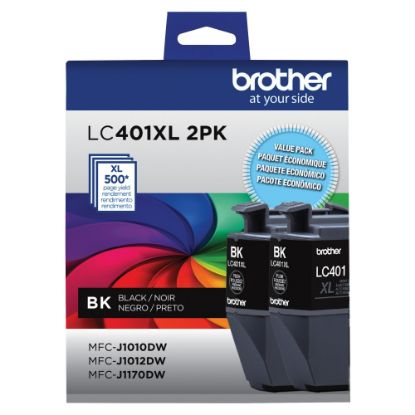 Picture of Brother LC401 Black High-Yield Ink Cartridges, Pack Of 2, LC401XL2PK