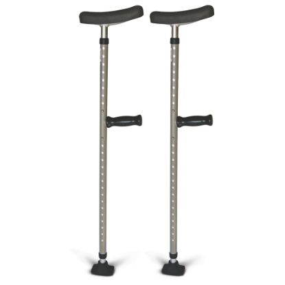 Picture of Medline Single-Tube Crutches, 44in, Gray/Black, Pack Of 16 Crutches