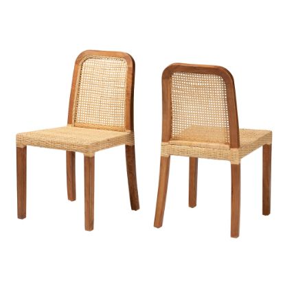 Picture of bali & pari Caspia Mid-Century Modern Dining Chairs, Natural Brown/Walnut Brown, Set Of 2 Chairs