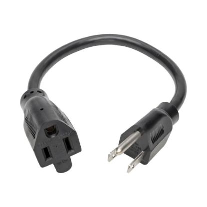 Picture of Eaton Tripp Lite Series Power Extension Cord, NEMA 5-15P to NEMA 5-15R - 13A, 120V, 16 AWG, 1 ft. (0.31 m), Black - Power extension cable - NEMA 5-15 (F) to NEMA 5-15P (M) - AC 110 V - 1 ft - black