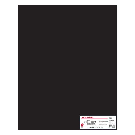 Picture of Office Depot Brand Poster Board, 22in x 28in, Black, Pack Of 5