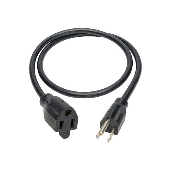 Picture of Eaton Tripp Lite Series Power Extension Cord, NEMA 5-15P to NEMA 5-15R - 13A, 120V, 16 AWG, 3 ft. (0.91 m), Black - Power extension cable - NEMA 5-15 (F) to NEMA 5-15P (M) - AC 110 V - 3 ft - black