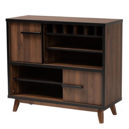 Picture of Baxton Studio Margo 2-Tone Wine Storage Cabinet, Walnut/Black