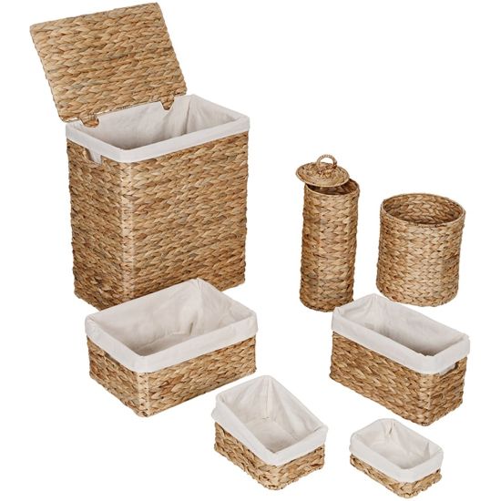 Picture of Honey Can Do Bathroom Storage Basket Set, White, Set Of 7 Baskets