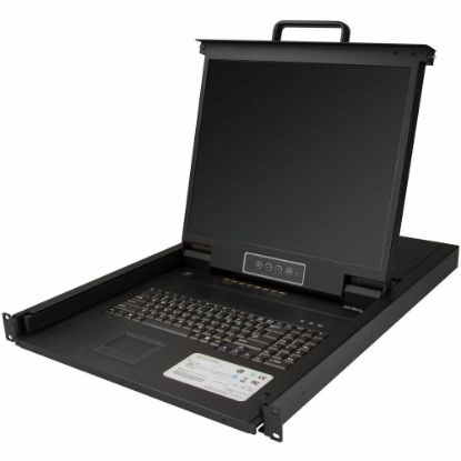 Picture of StarTech.com 8 Port Rackmount KVM Console w/ Cables - Integrated KVM Switch w/ 19in LCD - 1U LCD KVM Drawer 50000 MTBF - USB + VGA Support