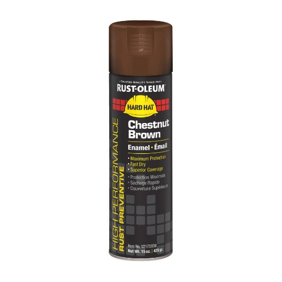 Picture of Rust-Oleum Hard Hat High Performance V2100 System Rust Preventive Enamel Spray Paint, 15 Oz, Gloss Chestnut Brown, Case Of 6 Cans