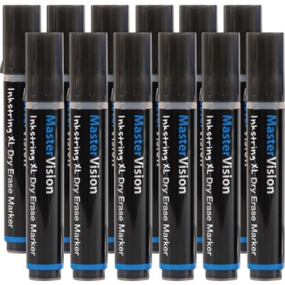 Picture of Bi-silque Inkstring XL Dry Erase Markers - 3 mm Marker Point Size - Bullet Marker Point Style - Black Gel-based Ink - 12 Each