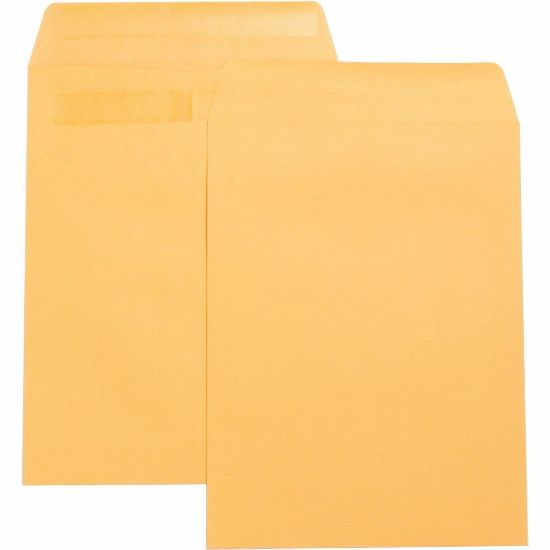 Picture of Business Source Press-To-Seal Catalog Envelopes - Catalog - 9in Width x 12in Length - 28 lb - Self-sealing - Kraft - 100 / Box - Brown Kraft