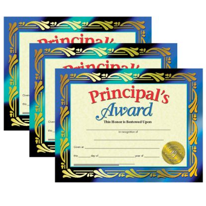 Picture of Hayes Certificates, 8-1/2in x 11in, Principal's Award, 30 Certificates Per Pack, Set Of 3 Packs