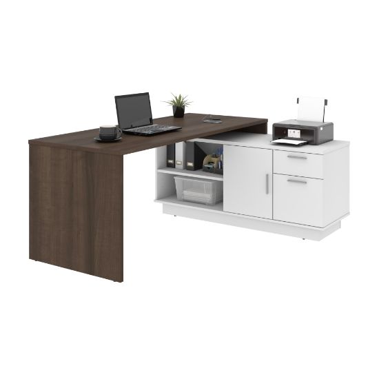 Picture of Bestar Equinox 72inW L-Shaped Corner Desk, Antigua/White