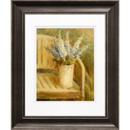 Picture of Timeless Frames Diana Pewter-Framed Floral Artwork, 11in x 14in, Larkspur Bouquet On Bench