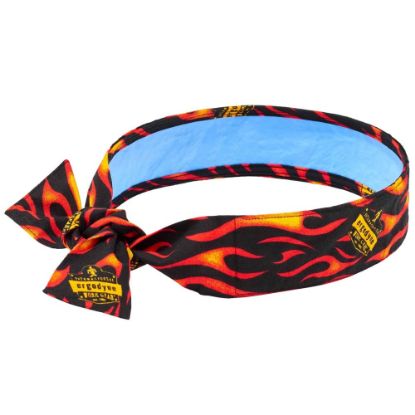 Picture of Ergodyne Chill-Its 6700CT Evaporative Cooling Tie Bandanas With Cooling Towel, Flames, Pack Of 6 Bandanas