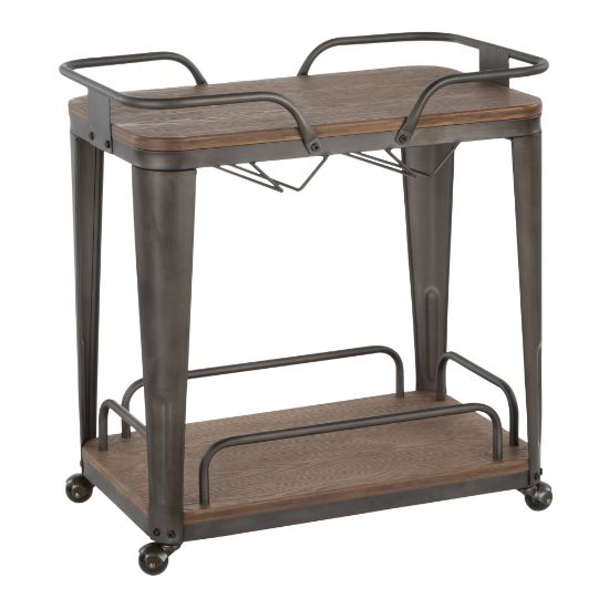 Picture of LumiSource Oregon 2-Shelf Bar Cart, 30-1/2inH x 29inW x 18inD, Antique/Espresso