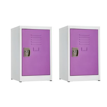 Picture of Alpine AdirOffice 1-Tier Steel Lockers, 24inH x 15inW x 15inD, Purple, Pack Of 2 Lockers