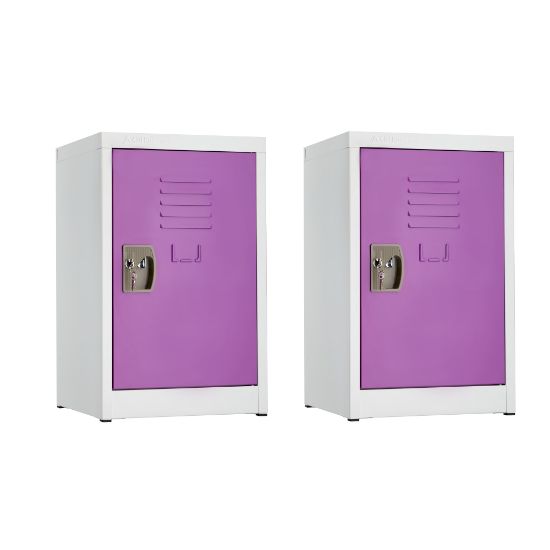 Picture of Alpine AdirOffice 1-Tier Steel Lockers, 24inH x 15inW x 15inD, Purple, Pack Of 2 Lockers