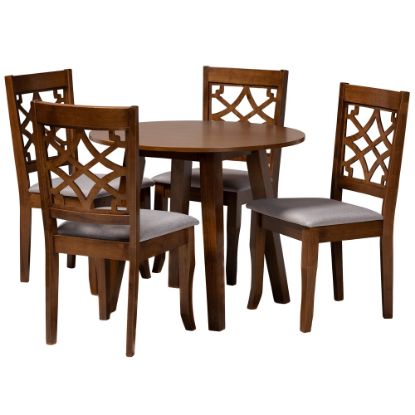 Picture of Baxton Studio Mya 5-Piece Dining Set, 29-15/16inH x 35-7/16inW x 35-7/16inD, Gray/Walnut