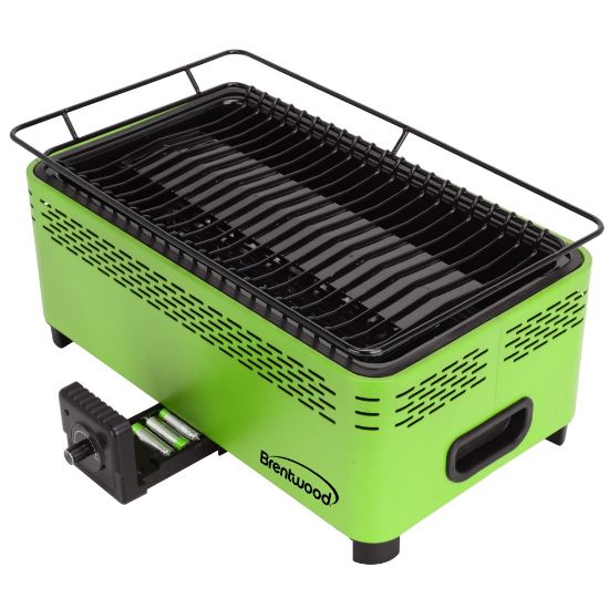 Picture of Brentwood Non-Stick Smokeless Portable BBQ, 10-3/4inH x 18inW x 8-1/4inD, Green