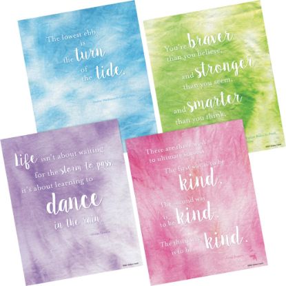 Picture of Barker Creek Art Prints, 8in x 10in, Dancing In The Rain Tie-Dye And Ombre Collection, Pre-K To College, Set Of 4 Prints