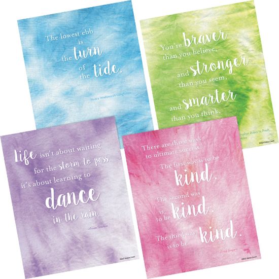 Picture of Barker Creek Art Prints, 8in x 10in, Dancing In The Rain Tie-Dye And Ombre Collection, Pre-K To College, Set Of 4 Prints