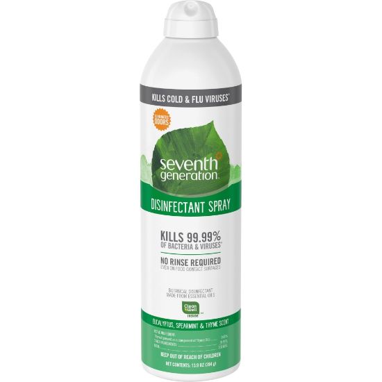 Picture of Seventh Generation Disinfectant Cleaner - Spray - 13.9 fl oz (0.4 quart) - Eucalyptus Spearmint & Thyme Scent - 8 / Carton - Clear