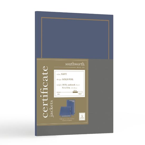 Picture of Southworth Certificate Jackets, Navy/Gold Foil Border, Pack Of 5