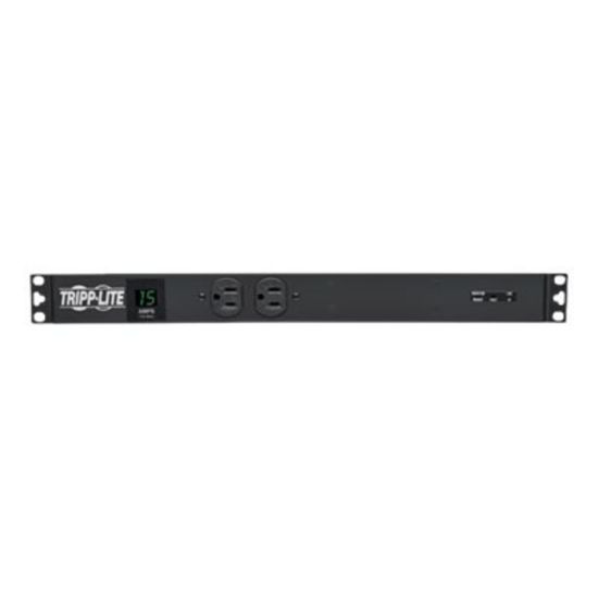 Picture of Tripp Lite PDU Metered Isobar Surge 120V 15A 5-15R 14 Outlet 5-15P 1URM - Horizontal rackmount - power distribution unit (rack-mountable) - 15 A - AC 120 V - 1.44 kW - input: NEMA 5-15 - output connectors: 14 - 1U - 15 ft cord