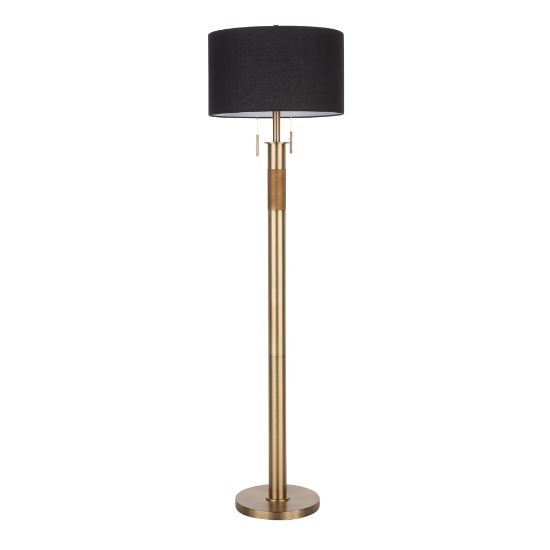 Picture of LumiSource Trophy Floor Lamp, 62inH, Black Shade/Antique Brass Base