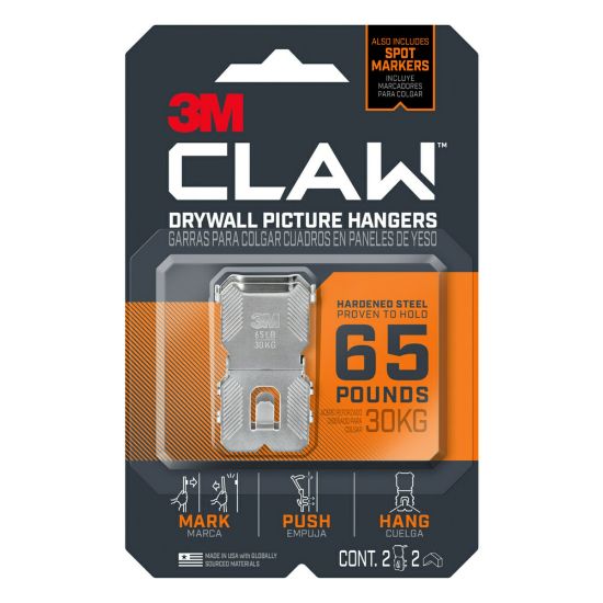 Picture of 3M CLAW Drywall Picture Hangers, 65 Lb, Pack Of 2 Hangers