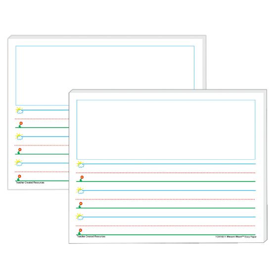 Picture of Teacher Created Resources Smart Start K-1 Story Paper, 8-1/2in x 11in, Primary Rule, White, 100 Sheets Per Pack, Set Of 2 Packs