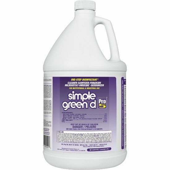 Picture of Simple Green D Pro 5 One-Step Disinfectant - Concentrate Liquid - 128 fl oz (4 quart) - 4 / Carton - Clear