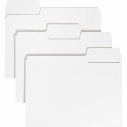 Picture of Smead SuperTab 1/3 Tab Cut Letter Recycled Top Tab File Folder - 8 1/2in x 11in - 3/4in Expansion - Assorted Position Tab Position - White - 10% Recycled - 100 / Box