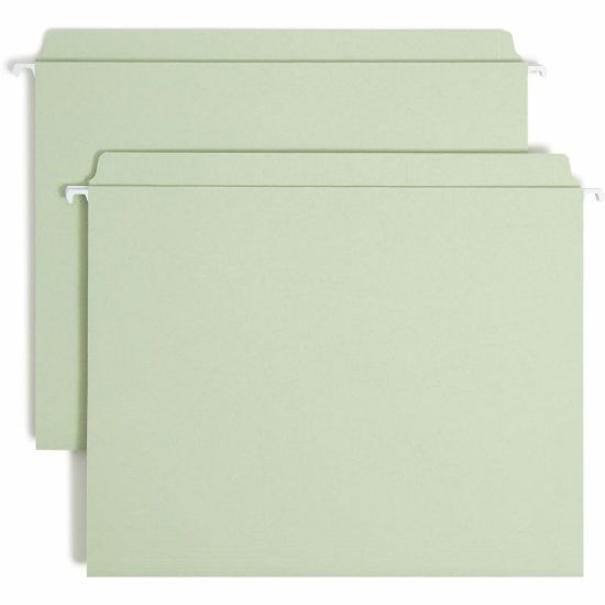 Picture of Smead FasTab Straight Tab Cut Letter Recycled Hanging Folder - 8 1/2in x 11in - Assorted Position Tab Position - Moss - 10% Recycled - 20 / Box