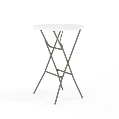 Picture of Flash Furniture Round Plastic Folding Bar Table, 43-3/4inH x 31-1/4inW x 31-1/4inD, Granite White