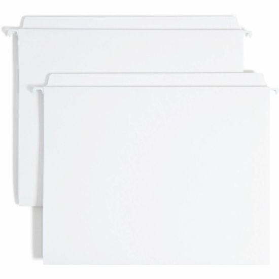 Picture of Smead FasTab Straight Tab Cut Letter Recycled Hanging Folder - 8 1/2in x 11in - Assorted Position Tab Position - White - 10% Recycled - 20 / Box