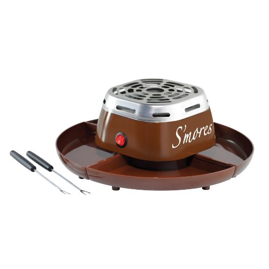 Picture of Nostalgia Electrics Indoor Electric Stainless-Steel Smores Maker With 4 Compartment Trays, Brown