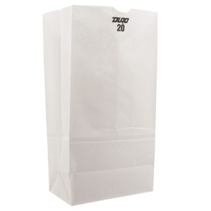 Picture of General Paper Grocery Bags, #20, 16 1/8inH x 8 1/4inW x 5 5/16inD, White, Pack Of 500 Bags