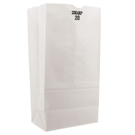 Picture of General Paper Grocery Bags, #20, 16 1/8inH x 8 1/4inW x 5 5/16inD, White, Pack Of 500 Bags