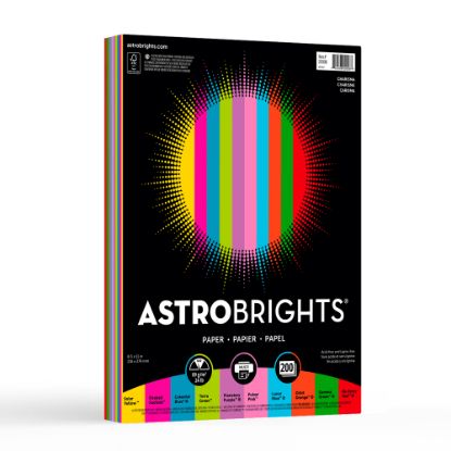 Picture of Astrobrights Color Multi-Use Printer & Copy Paper, 1 Ream, Vintage Assortment, Letter (8.5in x 11in), 200 Sheets Per Pack, 24 Lb, 94 Brightness