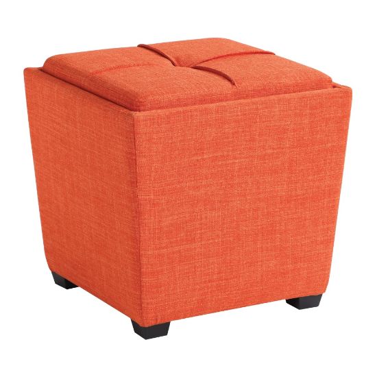 Picture of Office Star Rockford Storage Ottoman, Tangerine