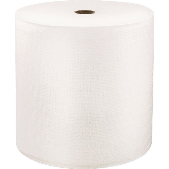 Picture of LoCor Hardwound Roll Towels - 1 Ply - 8in x 1000 ft - Bright White - Fiber - Eco-friendly, Soft, Absorbent, Strong - For Hand - 6 / Carton - 1 Ply - 8in x 1000 ft - Bright White - Fiber - 6 / Carton