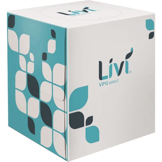 Picture of Livi VPG Facial Tissues - 2 Ply - White - Virgin Fiber - Embossed, Absorbent - For Business, Restaurant, Hotel - 90 Per Box - 36 / Carton