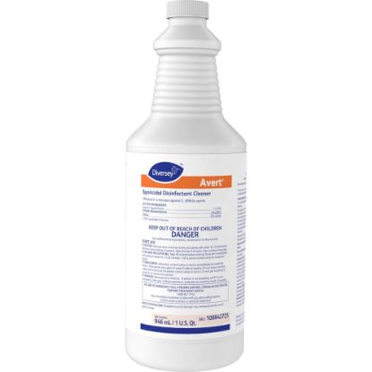 Picture of Diversey Avert Sporicidal Disinfect Cleaner - Ready-To-Use Spray - 32 fl oz (1 quart) - Chlorine Scent - 12 / Carton - Yellow