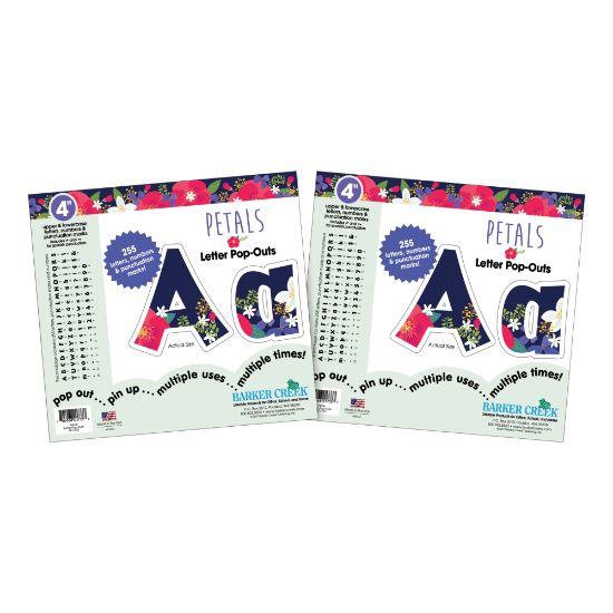 Picture of Barker Creek Letter Pop-Outs, 4in, Petals, 255 Characters Per Pack, Set Of 2 Packs