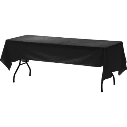 Picture of Genuine Joe Plastic Table Covers - 108in Length x 54in Width - Plastic - Black - 6 / Pack