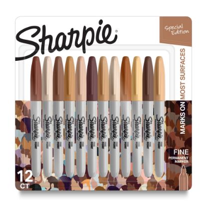 Picture of Sharpie Permanent Markers, Fine Point, Portrait Colors, Pack Of 12 Markers