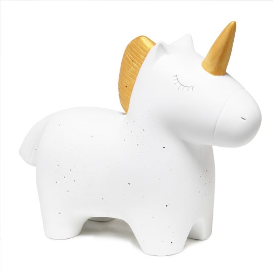 Picture of Simple Designs Porcelain Unicorn-Shaped Table Lamp, 4-5/8inH, White