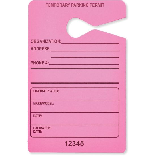 Picture of Tatco Information Sign - 50 / Pack - 3.5in Width x 5.5in Height - Rectangular Shape - Hanging - Fluorescent Pink