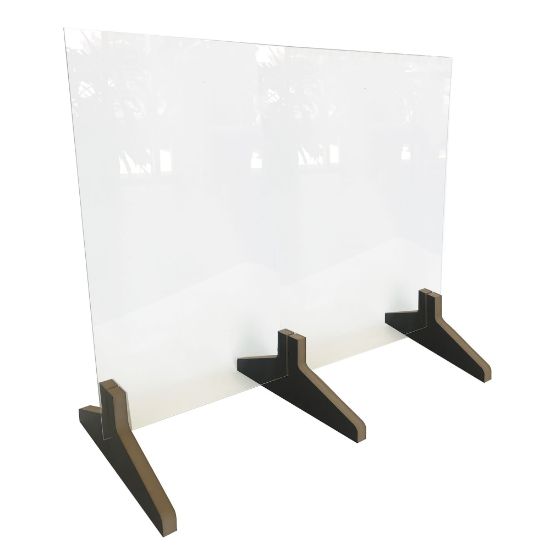 Picture of Waddell Counter-Top Protective Plastic Partiton With 3-Piece Wood Base, 24inH x 30inW x 12inD