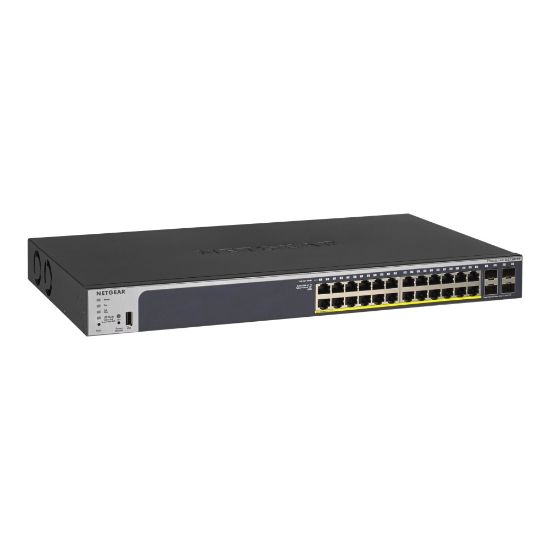 Picture of Netgear ProSafe GS728TPP Ethernet Switch - 24 Ports - Manageable - 2 Layer Supported - Modular - 4 SFP Slots - 483.50 W Power Consumption - Twisted Pair, Optical Fiber - Rack-mountable - Lifetime Limited Warranty